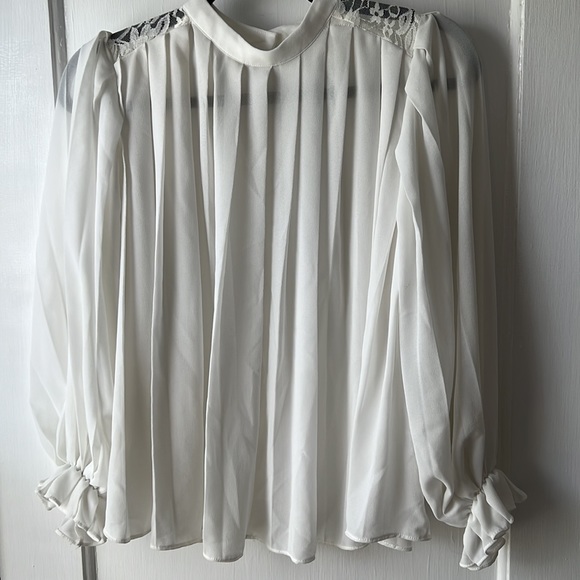 Sheer white button up blouse (Size Small) - Picture 3 of 4